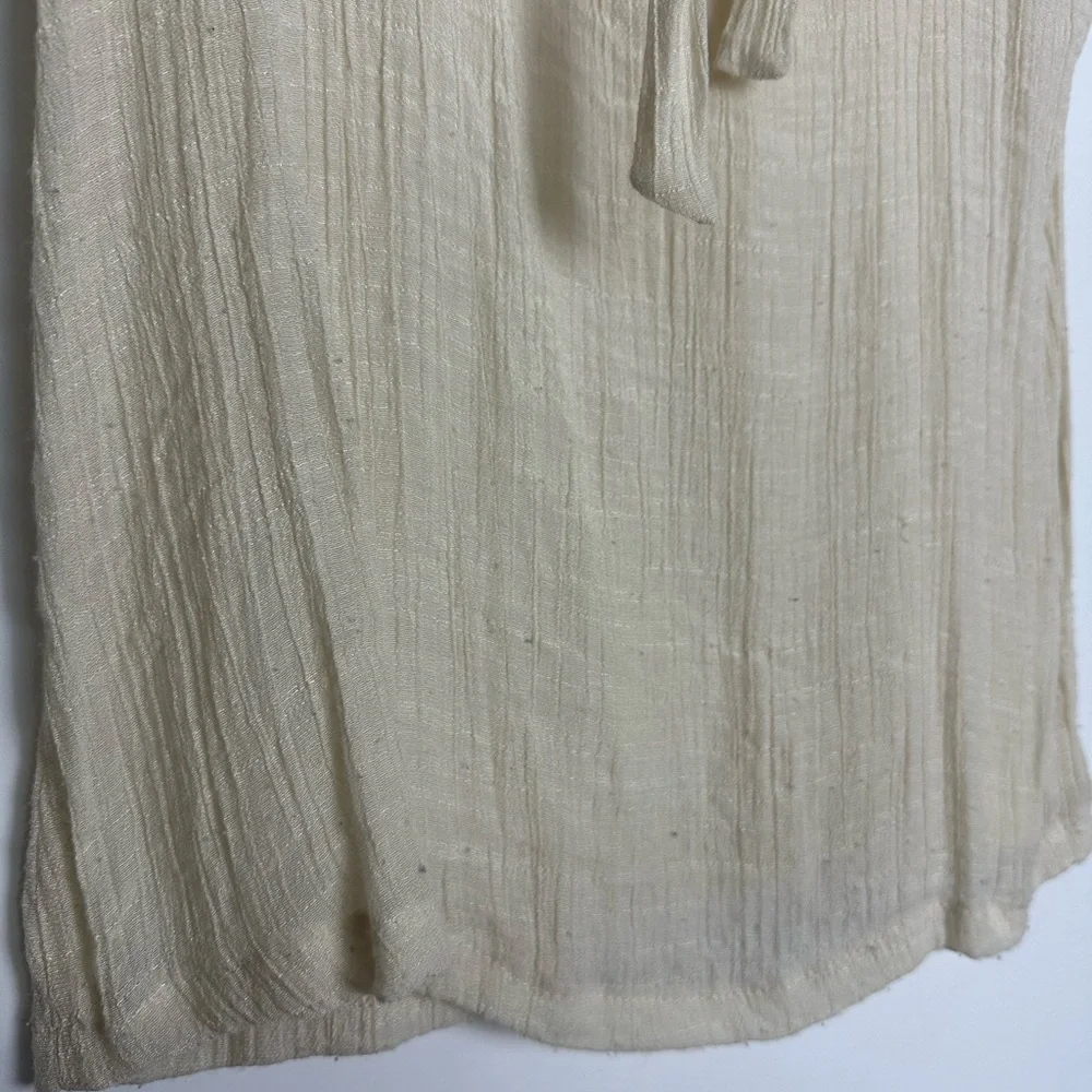 Cream Lace-Trimmed Women's Top with Bow Tie - Picture 6 of 14